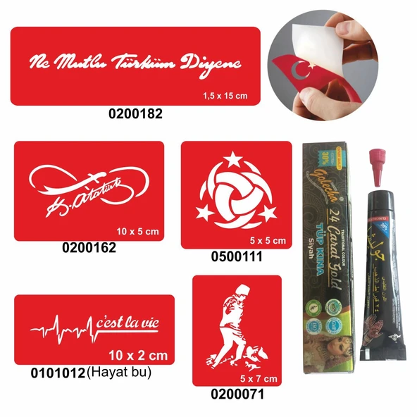 Atatürk Desenleri Hint Kınası ile Geçici Dövme Yapma Seti ürün görseli 1