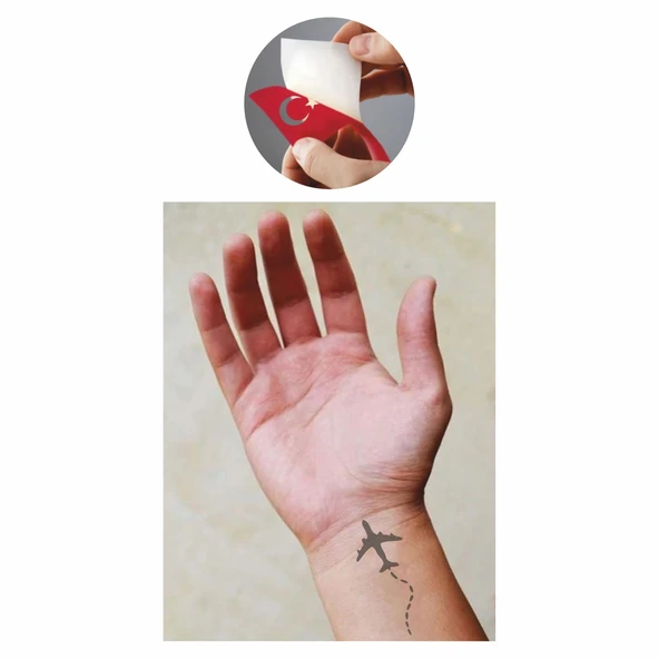 Uçak İsli Teyyare Tattoo Geçici Dövme Şablonları Kına Kalıpları - 2