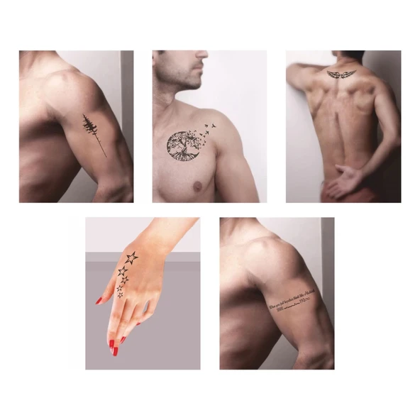 Doğa Desenleri Hint Kınası ile Geçici Dövme Yapma Seti - Resim 2