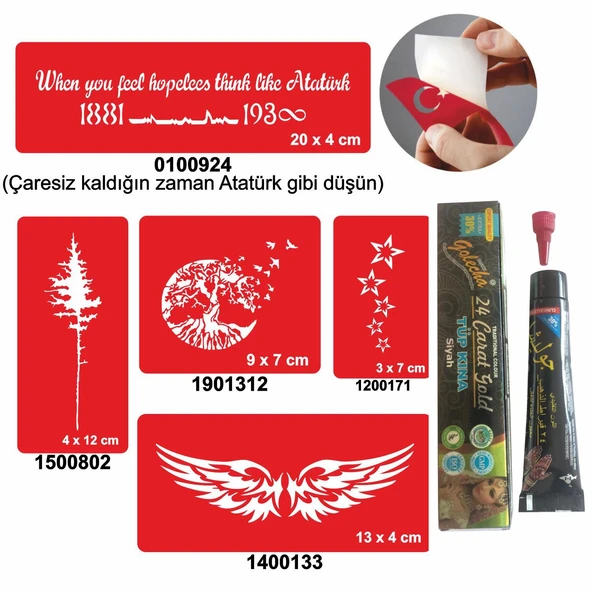 Doğa Desenleri Hint Kınası ile Geçici Dövme Yapma Seti ürün görseli 1