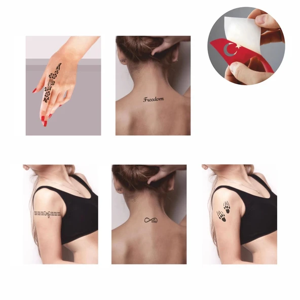 Sonsuz Pençe Desenleri Hint Kınası ile Geçici Dövme Yapma Seti - Resim 2