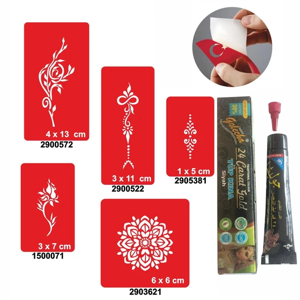 Çiçekli Desenler Kına ile Geçici Dövme Yapma Seti ürün görseli 1