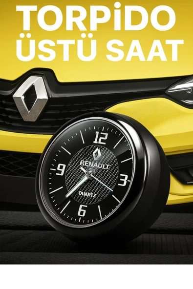 Renault Amblemli Torpido Üstü Retro Saat-Reflektörlü Akrep-Yelkovan-Şık Tasarım - 1