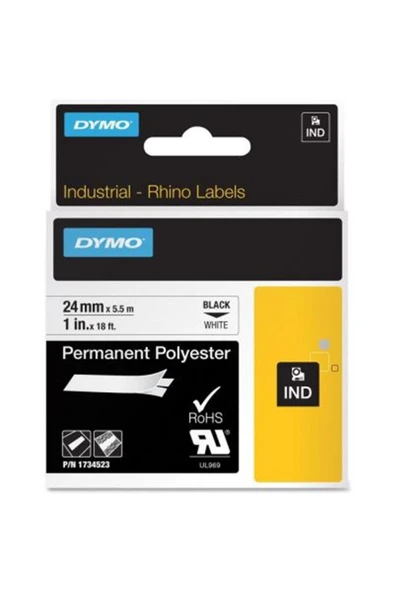 Dymo 18057 Rhinopro Isıyla Küçülen Şerit19mmx1,5m Beyaz-siyah ürün görseli 1