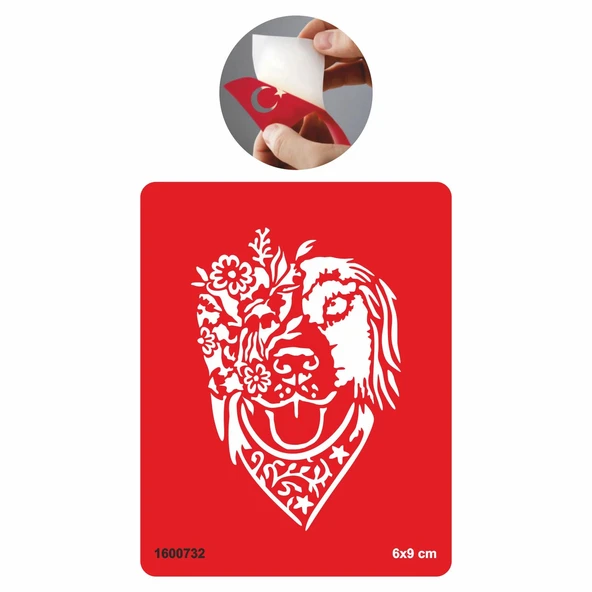 Çiçekli Köpek Tattoo Geçici Dövme Şablonları Kına Kalıpları ürün görseli 1