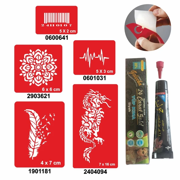 Örtücü Kapatma Desenleri Hint Kınası ile Geçici Dövme Yapma Seti ürün görseli 1