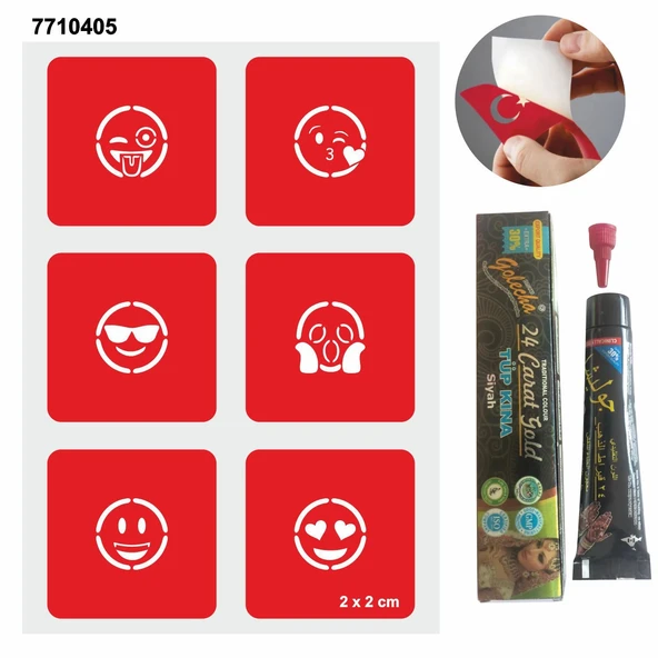 Sevimli Emojiler Hint Kınası ile Geçici Dövme Yapma Seti ürün görseli 1