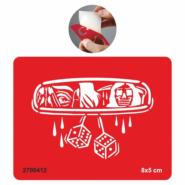 Dikiz Aynası Azrail Zar  Tattoo Geçici Dövme Şablonları Kına Kalıpları ürün görseli 1