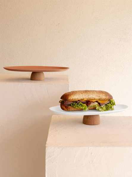Limoges Ahşap Ayaklı Servis Tabağı Terracota 34x17 - 3