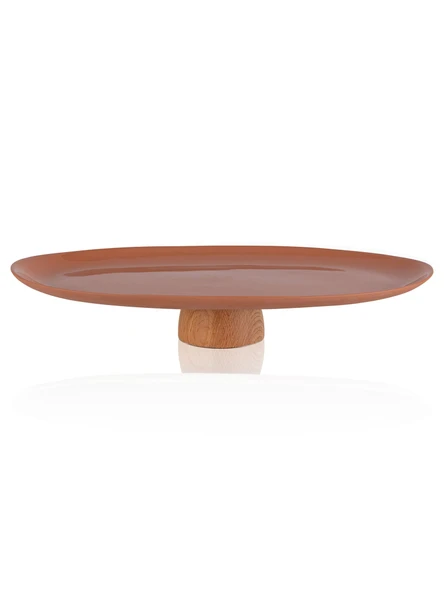 Limoges Ahşap Ayaklı Servis Tabağı Terracota 34x17 - 1