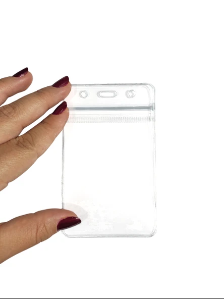 Pvc Yaka Kartlığı Yaka Kartı Kılıfı Kart Koruyucu 7x11 cm - 5 Adet - Resim 3