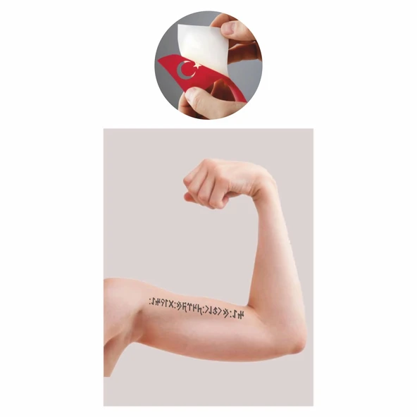 Göktürkçe Ne Mutlu Türküm Diyene  Tattoo Geçici Dövme Şablonları Kına Kalıpları - Resim 2