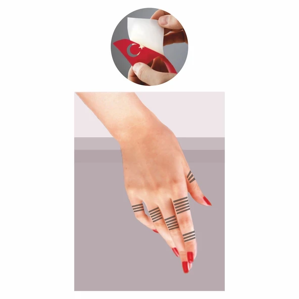 Parmak Çizgi Desenleri Hint Kınası ile Geçici Dövme Yapma Seti - Resim 2