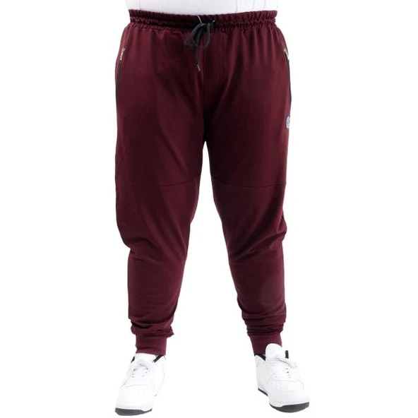Büyük Beden Eşofman Altı Dar Paça Zippered 22501 Mürdüm - 1