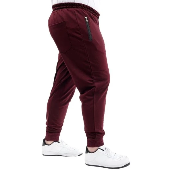 Büyük Beden Eşofman Altı Dar Paça Zippered 22501 Mürdüm - 2
