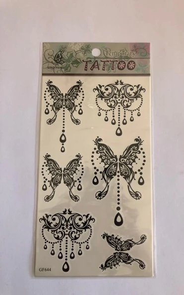 Süslü Kelebekler Yapıştırma Sticker Dövme Geçici Dövme Temporary Tattoos ürün görseli 1