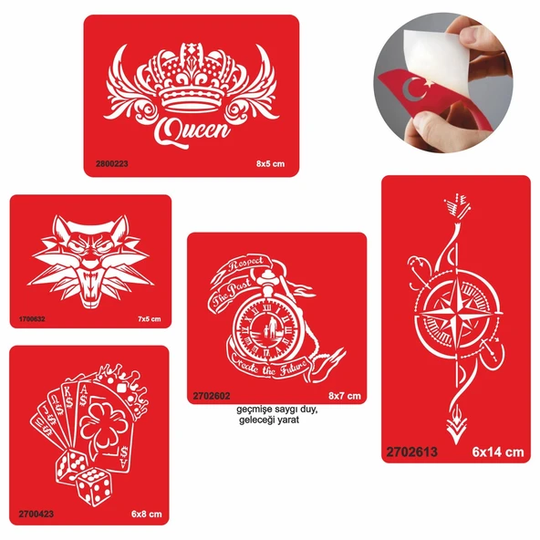 Zamana Karşı 5 li Set Geçici Dövme Kına Şablonu ürün görseli 1