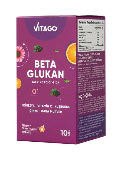 VİTAGO Beta Glukan Karamürver C Vitamini İçeren Efervesan Saşe - Resim 3