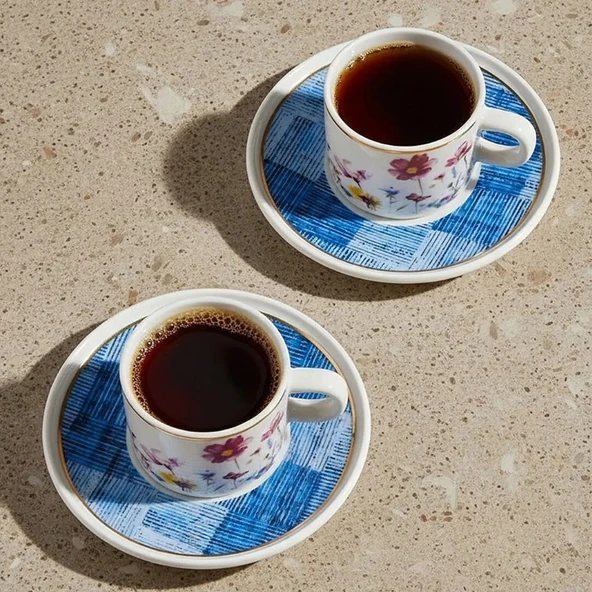 Güral Porselen Mental 4 Parça Çay Fincan Takımı 6709 Mavi - 2