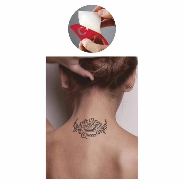 Kraliçe tacı Tattoo Geçici Dövme Şablonları Kına Kalıpları - Resim 2
