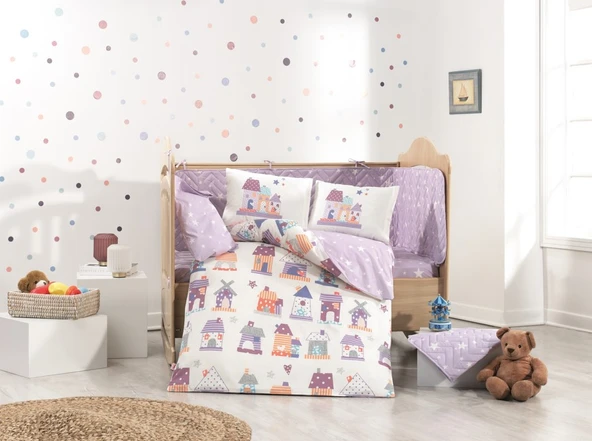Hobby Felix Mor Poplin Bebek Nevresim Takımı - 1