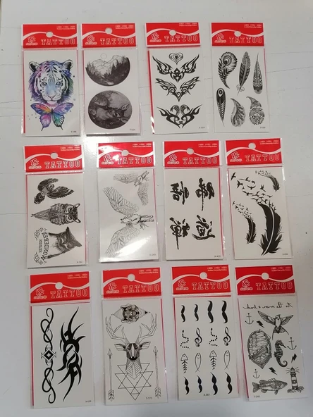 12 Adet Birden Minimal Yapıştırma Dövme Model 3 ürün görseli 1