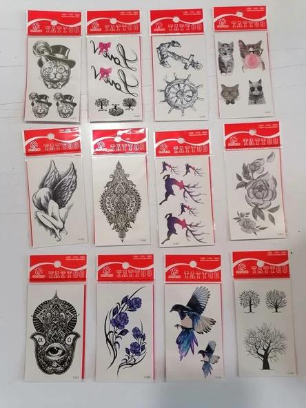 12 Adet Birden Minimal Yapıştırma Dövme Model 1 ürün görseli 1