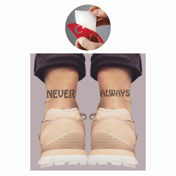 Herzaman ve Asla  Tattoo Geçici Dövme Şablonları Kına Kalıpları - Resim 2