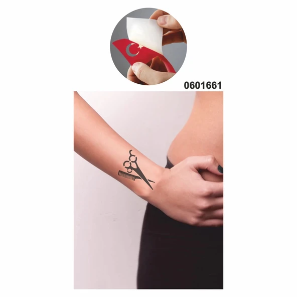 Meslek Aşkı Berber Makas Tarak Deseni Tattoo Geçici Dövme Şablonları Kına Kalıpları - Resim 2