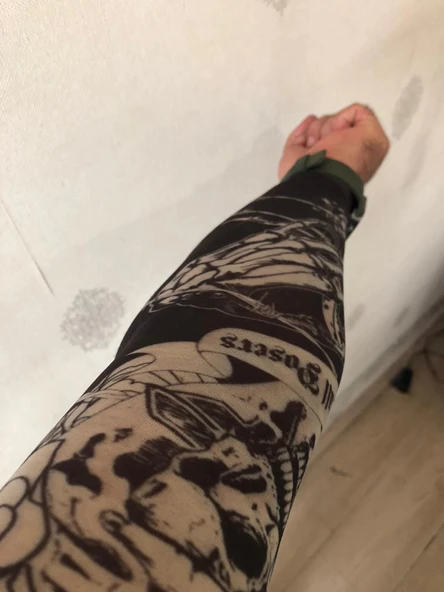 Giyilebilir Çorap Dövme Barış Dövmesi Çift Kol - 2