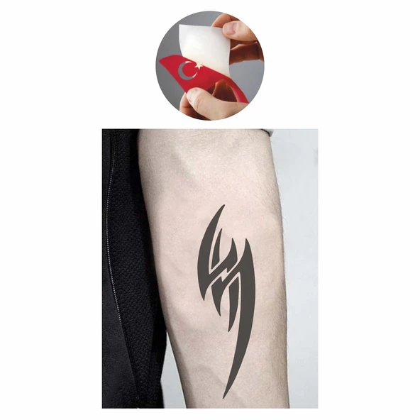 Tribal  Büyük Şimşek Tattoo Geçici Dövme Şablonları Kına Kalıpları - Resim 2