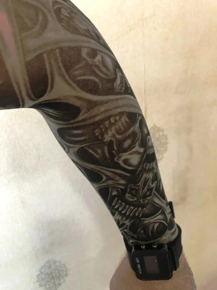 Çift Kol Giyilebilir Dövme İskelet Desenler Tattoo Sleeve ürün görseli 1