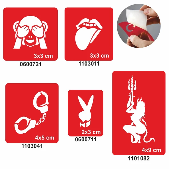 Şeytan Azapta 5 li Set Geçici Dövme Kına Şablonu ürün görseli 1