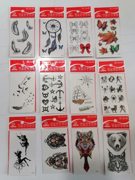 12 Adet Birden Minimal Yapıştırma Dövme Model 12 ürün görseli 1