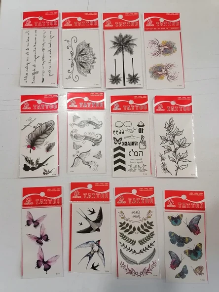 12 Adet Birden Minimal Yapıştırma Dövme Model 7 ürün görseli 1