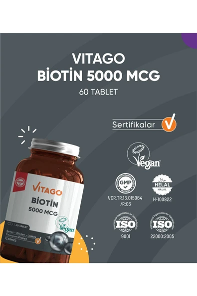 VİTAGO Premium Biotin 5000 Mcg 60 Tablet - 4