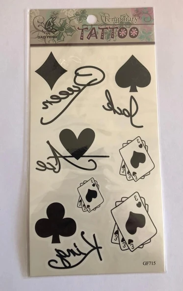 İskambil  Yapıştırma Sticker Dövme Geçici Dövme Temporary Tattoos ürün görseli 1