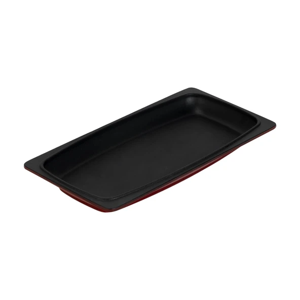 Lava Döküm Dikdörtgen Servis Tabağı Ölçü 30x15cm.-Bordo - Resim 2