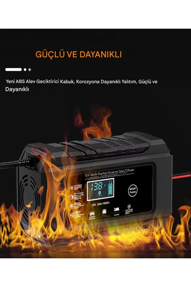 RJ-C1 12V 6a Araba Motosiklet Kurşun Asit Akü Şarj Cihazı Auto Islak Kuru Jel Onarım Led Ekran - 9
