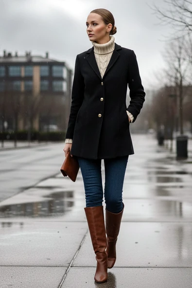 Tasarım Yaka Kısa Boy Kaşe Kaban - Resim 4