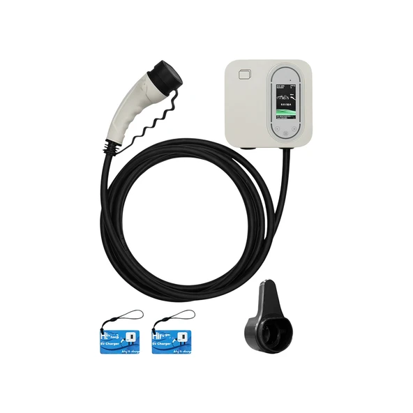 Elektrikli Akıllı Araç Şarj İstasyonu 22 KW Duvar Tipli 5 Metre Kablo Mobil Uygulamalı HCDK-22 RFID ürün görseli