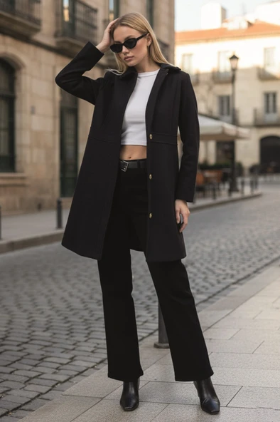 Dikiş Detaylı Tasarım Kaşe Kaban - Resim 6