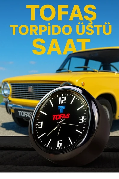 Tofaş Amblemli Torpido Üstü Retro Saat-Reflektörlü Akrep-Yelkovan-Şık Tasarım