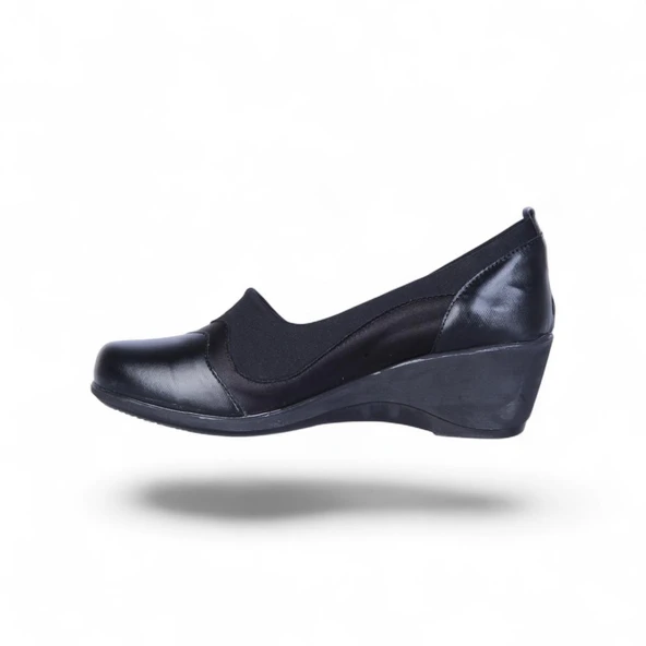 Vollex Vl3 Siyah 7Cm Kadın Dolgu Topuklu Ayakkabı - Resim 3