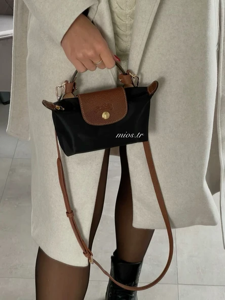 Mini Siyah Longchamp Çanta - 2