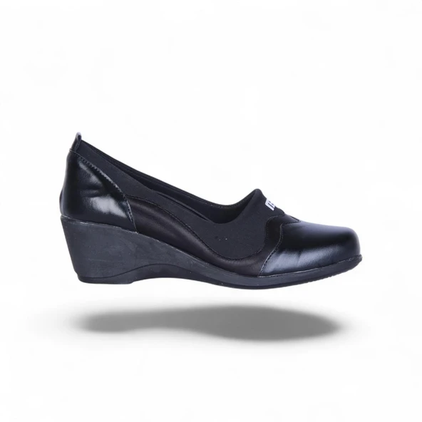 Vollex Vl3 Siyah 7Cm Kadın Dolgu Topuklu Ayakkabı - Resim 2