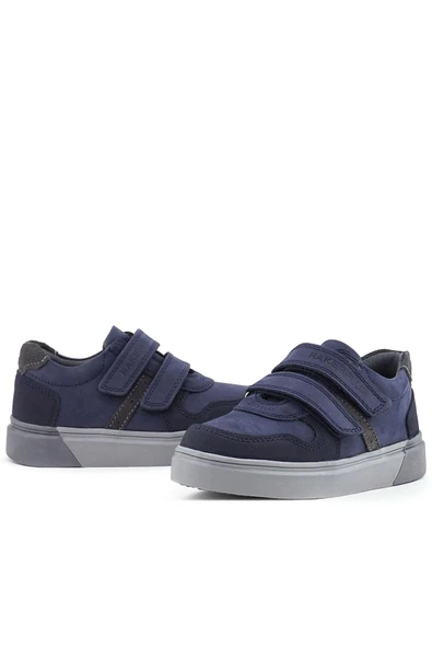 Rakerplus Lacivert Nubuk Cırtlı Hakiki Deri Erkek Çocuk Okul Ayakkabı - 8
