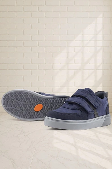 Rakerplus Lacivert Nubuk Cırtlı Hakiki Deri Erkek Çocuk Okul Ayakkabı - 10