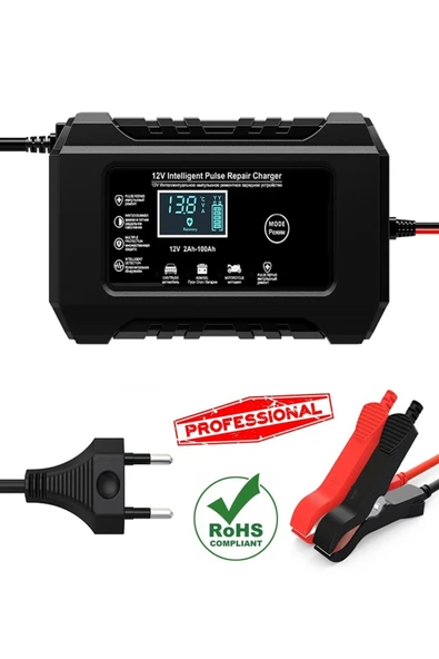 RJ-C1 12V 6a Araba Motosiklet Kurşun Asit Akü Şarj Cihazı Auto Islak Kuru Jel Onarım Led Ekran - 2