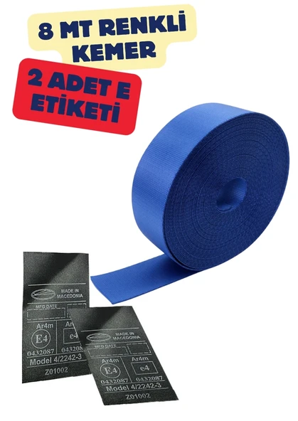 Mavi Renk Emniyet Kemeri 8mt. (Etiket Hediyeli)